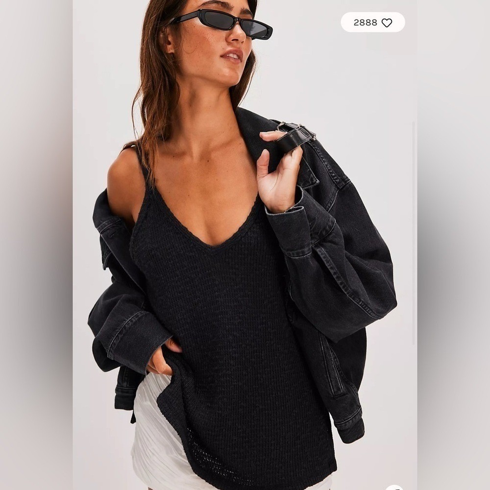 Free People RARE Black Knit Tank Top Sweater Size Small NWT Don't Go SOLD OUT